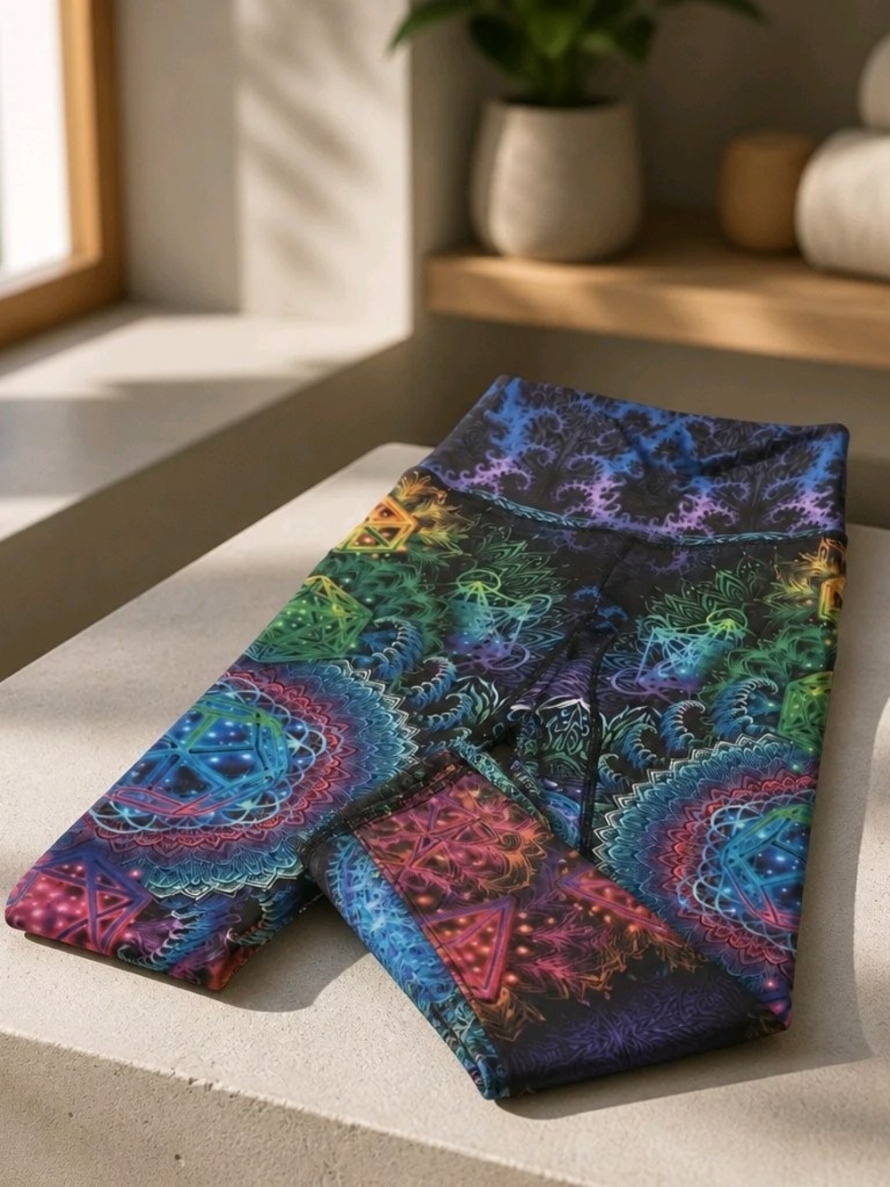 High-Waist Psychedelic Mandala Leggings — Multicolor